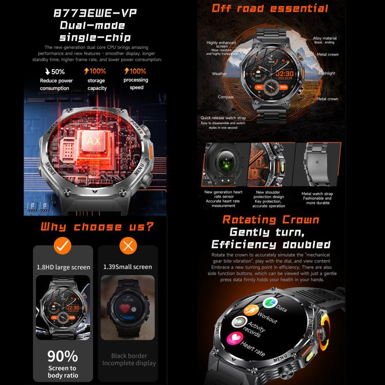 Montre connectée AK82 BT Call, compatible avec le suivi de l'oxygénation sanguine, de la pression artérielle, de la fréquence cardiaque et de la santé sportive.