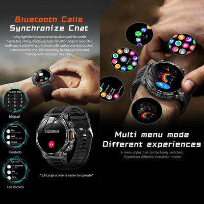 Montre connectée AK82 BT Call, compatible avec le suivi de l'oxygénation sanguine, de la pression artérielle, de la fréquence cardiaque et de la santé sportive.