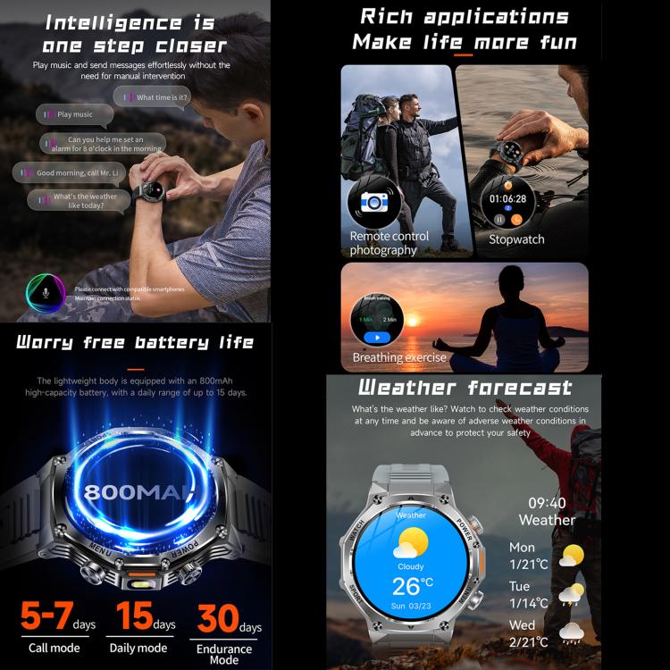Montre connectée AK82 BT Call, compatible avec le suivi de l'oxygénation sanguine, de la pression artérielle, de la fréquence cardiaque et de la santé sportive.