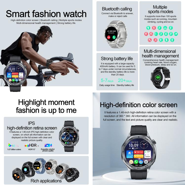 Montre connectée AK83 BT Call, avec suivi de la pression artérielle, de la fréquence cardiaque et de la santé sportive.