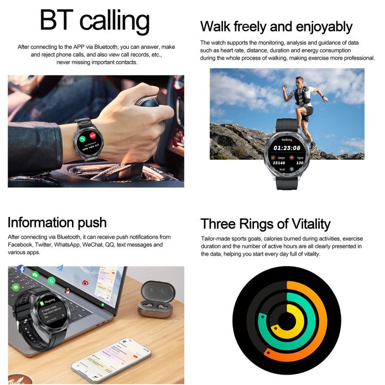Montre connectée AK83 BT Call, avec suivi de la pression artérielle, de la fréquence cardiaque et de la santé sportive.