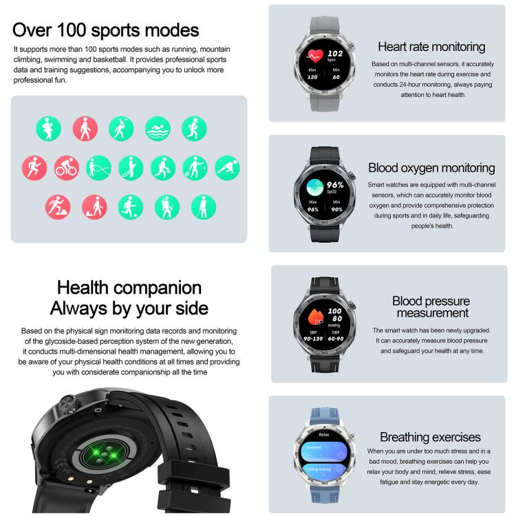 Montre connectée AK83 BT Call, avec suivi de la pression artérielle, de la fréquence cardiaque et de la santé sportive.