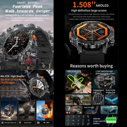 Montre connectée BH11 4G LTE Android 8.1, 2 Go + 16 Go, processeur quadricœur Unisoc 8541, compatible avec la fréquence cardiaque et l'oxygénation sanguine.