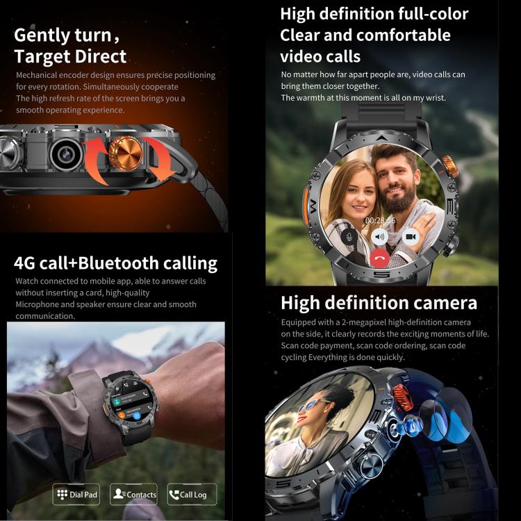 Montre connectée BH11 4G LTE Android 8.1, 2 Go + 16 Go, processeur quadricœur Unisoc 8541, compatible avec la fréquence cardiaque et l'oxygénation sanguine.