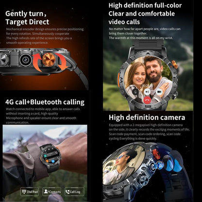 Montre connectée BH11 4G LTE Android 8.1, 2 Go + 16 Go, processeur quadricœur Unisoc 8541, compatible avec la fréquence cardiaque et l'oxygénation sanguine.