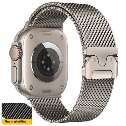 Bracelet de montre xDfind à boucle parapluie, maille milanaise fine, acier inoxydable, For Apple Watch 46mm / 49mm / 45mm / 44mm Fine Mesh, For Apple Watch 42mm / 41mm / 40mm / 38mm Fine Mesh
