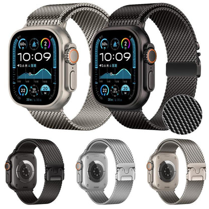 Bracelet de montre xDfind à boucle parapluie, maille milanaise fine, acier inoxydable, For Apple Watch 46mm / 49mm / 45mm / 44mm Fine Mesh, For Apple Watch 42mm / 41mm / 40mm / 38mm Fine Mesh