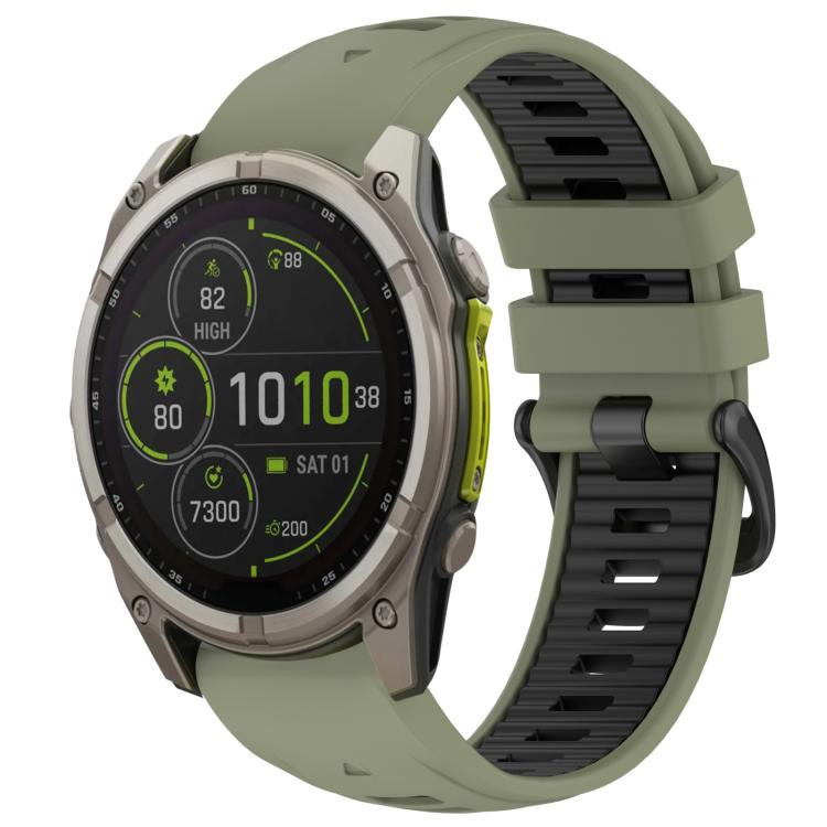 Bracelet de montre en silicone xDfind bicolore à boucle en acier à dégagement rapide, For Garmin 26mm, For Garmin 22mm, For Garmin 20mm