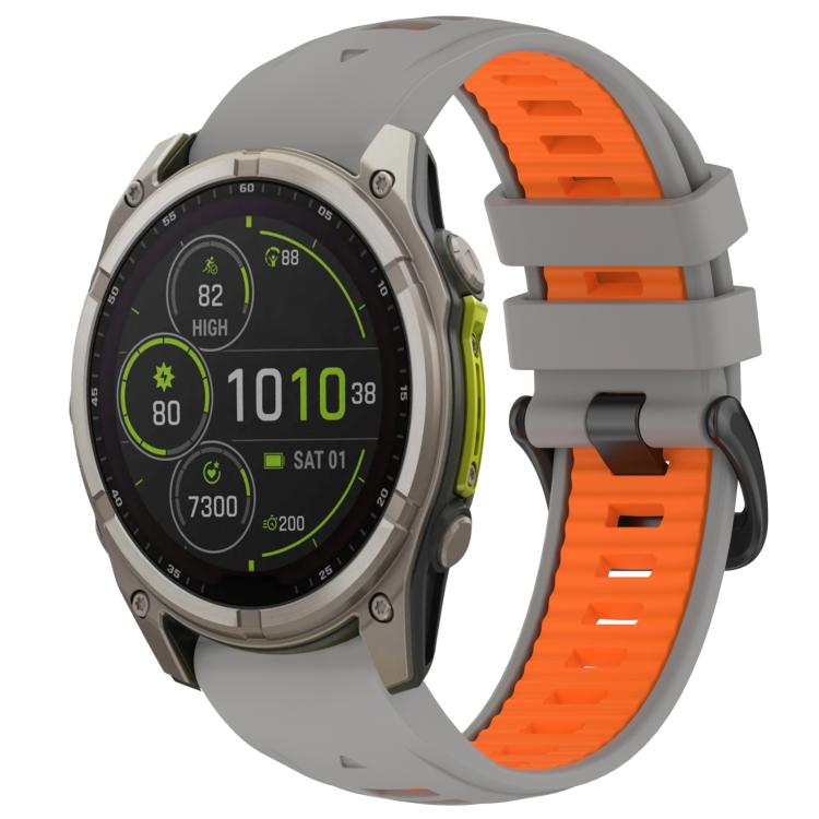 Bracelet de montre en silicone xDfind bicolore à boucle en acier à dégagement rapide, For Garmin 26mm, For Garmin 22mm, For Garmin 20mm