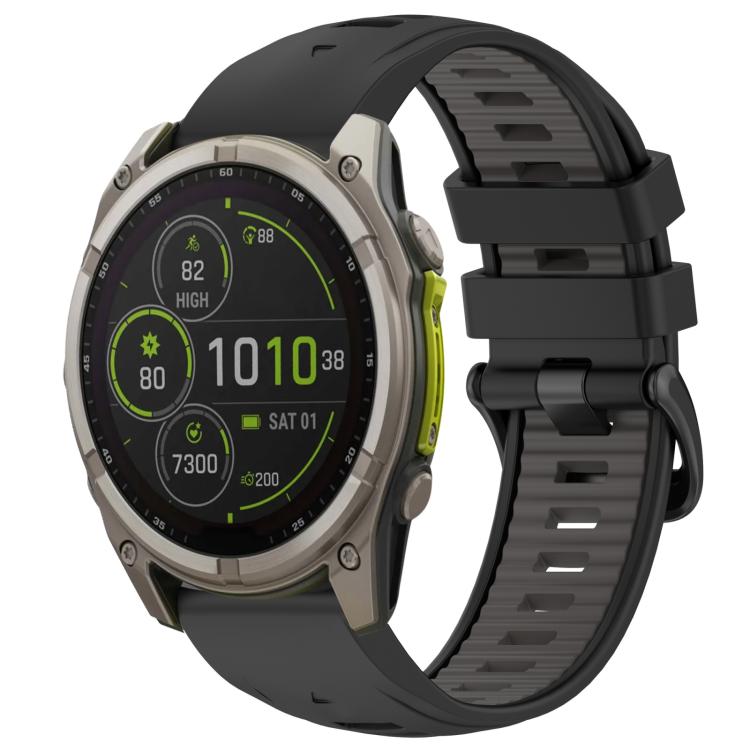 Bracelet de montre en silicone xDfind bicolore à boucle en acier à dégagement rapide, For Garmin 26mm, For Garmin 22mm, For Garmin 20mm