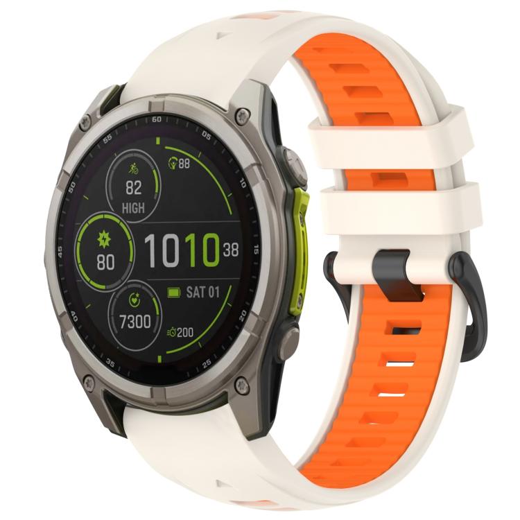 Bracelet de montre en silicone xDfind bicolore à boucle en acier à dégagement rapide, For Garmin 26mm, For Garmin 22mm, For Garmin 20mm