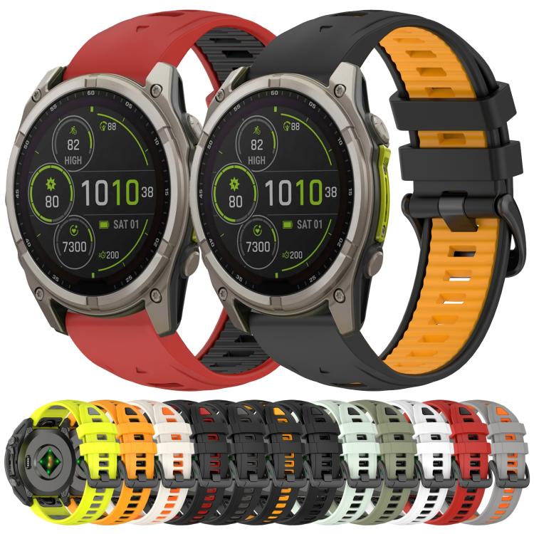 Bracelet de montre en silicone xDfind bicolore à boucle en acier à dégagement rapide, For Garmin 26mm, For Garmin 22mm, For Garmin 20mm