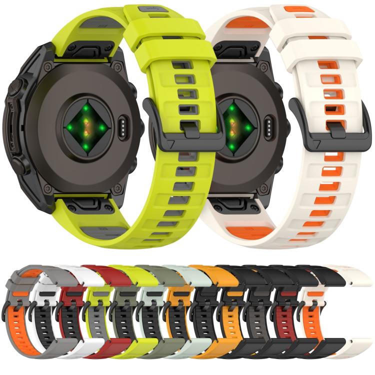 Bracelet de montre en silicone xDfind bicolore à boucle en acier à dégagement rapide, For Garmin 26mm, For Garmin 22mm, For Garmin 20mm