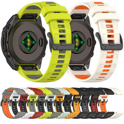 Bracelet de montre en silicone xDfind bicolore à boucle en acier à dégagement rapide, For Garmin 26mm, For Garmin 22mm, For Garmin 20mm
