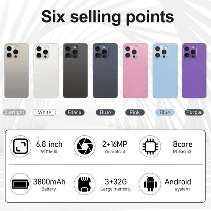 I16 Pro Max / VD1, 3GB+32GB, 6.8 inch Android 10 MTK6753 Octa Core, Network: 4G, Dual SIM, EU Plug, US Plug, UK Plug, AU Plug