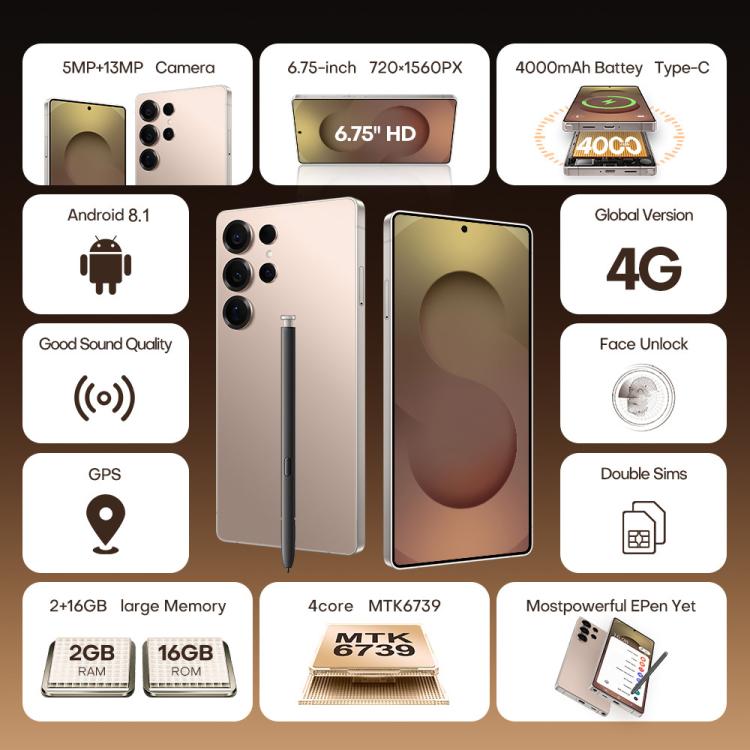 S25 Ultra / B9, 2 Go + 16 Go, écran 6,75 pouces, Android 8.1, processeur quadricœur MTK6739, réseau 4G, double SIM, EU Plug, US Plug, UK Plug, AU Plug