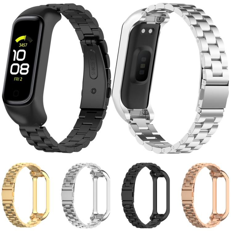 Bracelet de montre en acier à trois billes intégré xDfind avec cadre en métal, For Samsung Galaxy Fit 2