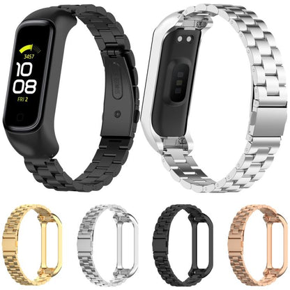 Bracelet de montre en acier à trois billes intégré xDfind avec cadre en métal, For Samsung Galaxy Fit 2