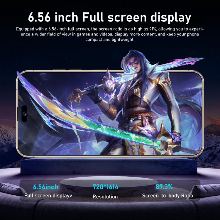 I16 Pro Max / RAi3, 3 Go + 64 Go, écran 6,56 pouces, Android 10, processeur quadricœur MTK6739, réseau 4G, double SIM, EU Plug, US Plug, UK Plug, AU Plug
