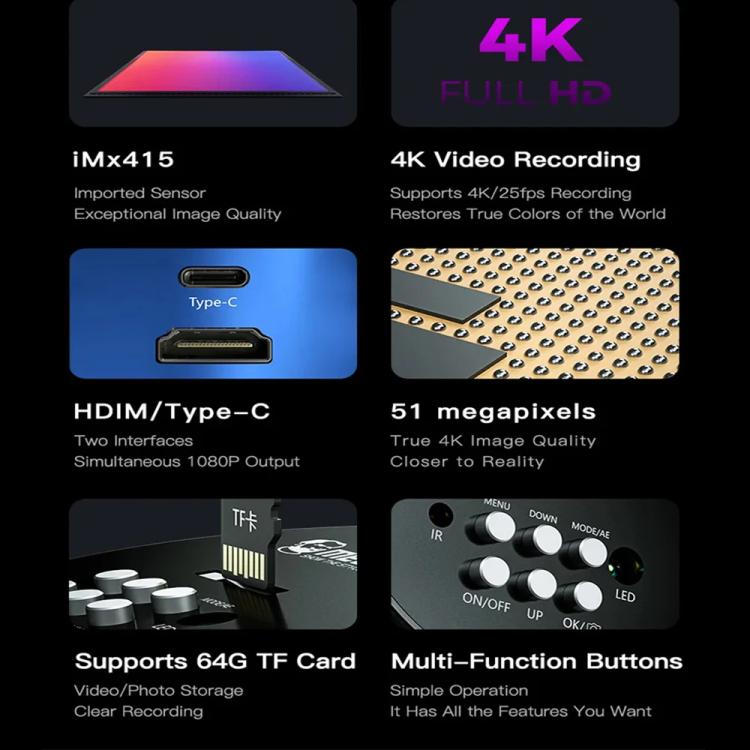 Caméra de microscope industriel Mechanic MOS 4K avec capteur IMX415 51MP Ultra HD, Mechanic MOS 4K