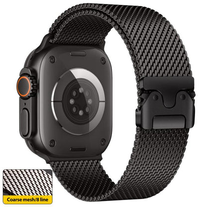 Bracelet de montre xDfind Umbrella Buckle Think Mesh Milanais en acier inoxydable, For Apple Watch 46mm / 49mm / 45mm / 44mm Think Mesh