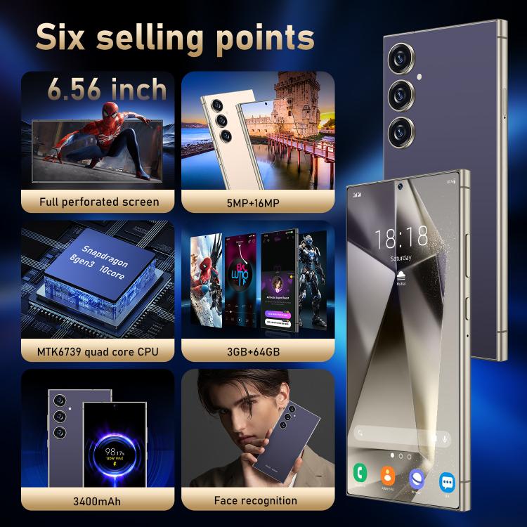 C24 Pro / S3-3, 3 Go + 64 Go, écran 6,56 pouces, Android 10, processeur quadricœur MTK6739, réseau 4G, double SIM, EU Plug, US Plug, UK Plug, AU Plug