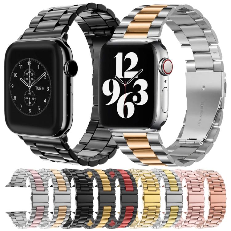 Bracelet de montre xDfind à trois perles et boucle déployante en acier inoxydable, For Apple Watch 42 / 44 / 45 / 46 / 49mm, For Apple Watch 38 / 40 / 41 / S10 42mm