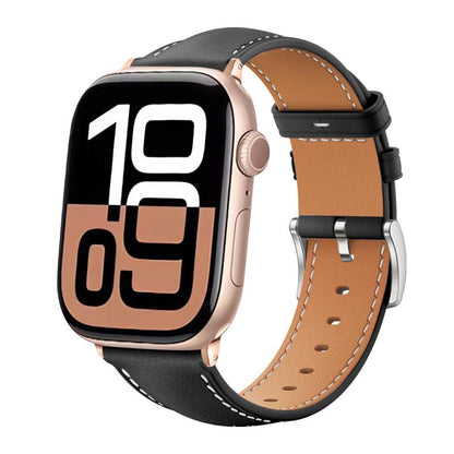 Bracelet de montre xDfind Black Shark en cuir grainé fin, For Apple Watch 42 / 44 / 45 / 46 / 49mm, For Apple Watch 38 / 40 / 41 / S10 42mm
