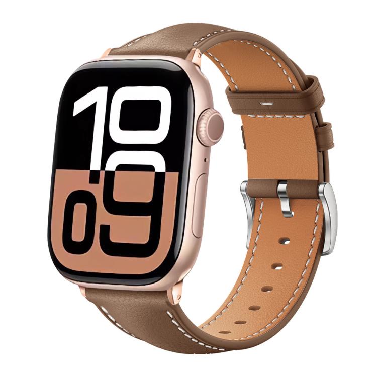 Bracelet de montre xDfind Black Shark en cuir grainé fin, For Apple Watch 42 / 44 / 45 / 46 / 49mm, For Apple Watch 38 / 40 / 41 / S10 42mm