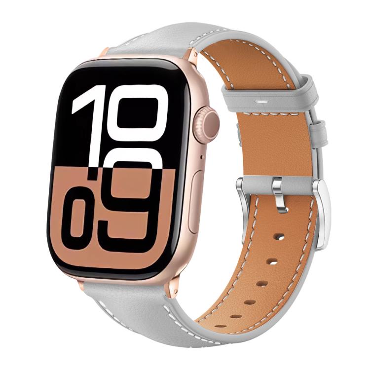 Bracelet de montre xDfind Black Shark en cuir grainé fin, For Apple Watch 42 / 44 / 45 / 46 / 49mm, For Apple Watch 38 / 40 / 41 / S10 42mm