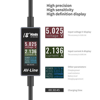 18 Kinds AV-Line Pro 1.2m Intelligent Detection Charging Data Cable