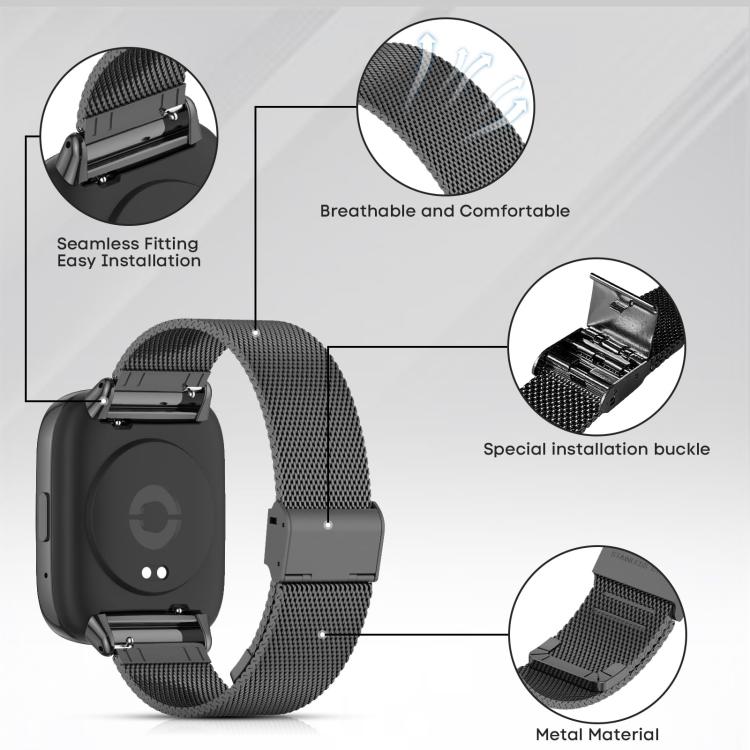 Bracelet de montre xDfind à boucle en métal et maille d'acier, For Redmi Watch 3