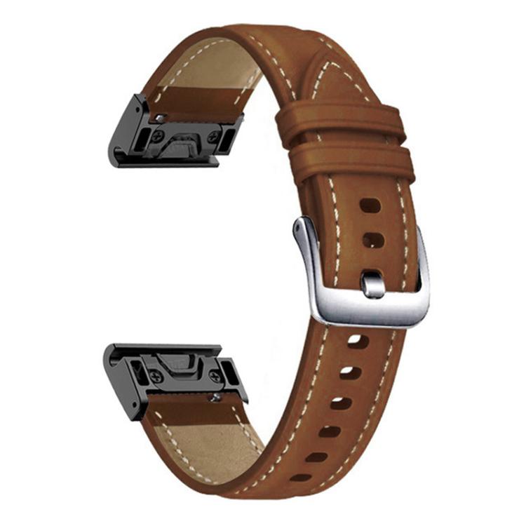 Bracelet de montre en cuir à boucle argentée xDfind à dégagement rapide, For Garmin Fenix 7 / 7X / 6X 26mm, For Garmin Fenix 7 / 7X / 6X 22mm