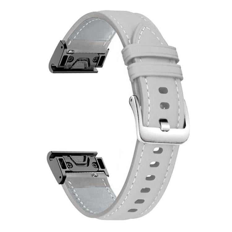 Bracelet de montre en cuir à boucle argentée xDfind à dégagement rapide, For Garmin Fenix 7 / 7X / 6X 26mm, For Garmin Fenix 7 / 7X / 6X 22mm