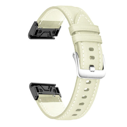 Bracelet de montre en cuir à boucle argentée xDfind à dégagement rapide, For Garmin Fenix 7 / 7X / 6X 26mm, For Garmin Fenix 7 / 7X / 6X 22mm