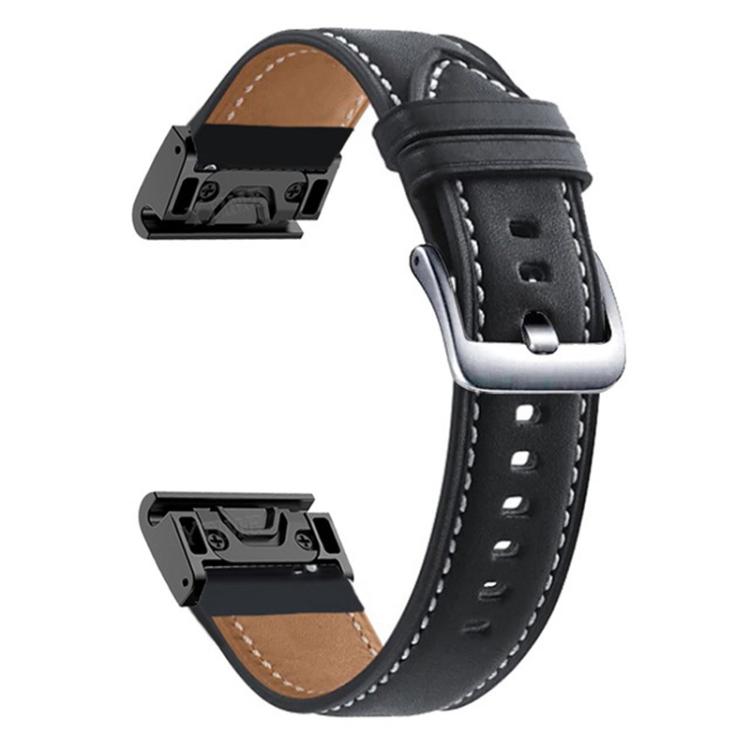 Bracelet de montre en cuir à boucle argentée xDfind à dégagement rapide, For Garmin Fenix 7 / 7X / 6X 26mm, For Garmin Fenix 7 / 7X / 6X 22mm