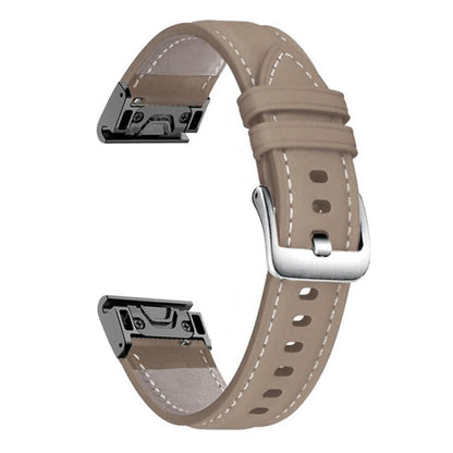 Bracelet de montre en cuir à boucle argentée xDfind à dégagement rapide, For Garmin Fenix 7 / 7X / 6X 26mm, For Garmin Fenix 7 / 7X / 6X 22mm