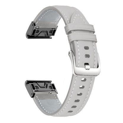 Bracelet de montre en cuir à boucle argentée xDfind à dégagement rapide, For Garmin Fenix 7 / 7X / 6X 26mm, For Garmin Fenix 7 / 7X / 6X 22mm