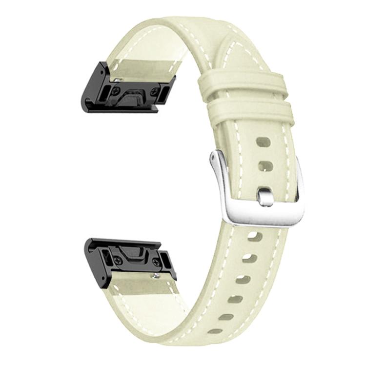 Bracelet de montre en cuir à boucle argentée xDfind à dégagement rapide, For Garmin Fenix 7 / 7X / 6X 26mm, For Garmin Fenix 7 / 7X / 6X 22mm