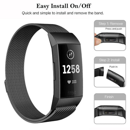 Bracelet de montre magnétique milanais en acier inoxydable xDfind, For Fitbit Charge 3 / 4