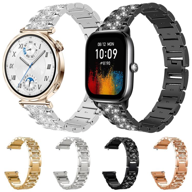 Bracelet de montre en acier xDfind Diamond Jewelry, 20mm For COROS APEX 2 42mm / PACE 2, 20mm For Ticwatch GTH / E3 / E / 2, 22mm For Ticwatch Pro X / Pro3 / Pro / GTX / E2, 20mm For Xiaomi Haylou RS4 Plus LS11, 22mm For Xiaomi Watch S3/2 Pro/S2/S1    ...