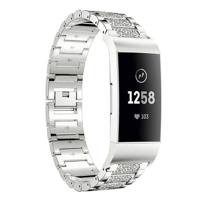 Bracelet de montre en acier inoxydable xDfind Diamond Jewelry, For Fitbit Charge 6 / 5 18mm, For Fitbit Versa 4 / 3 / Sense2 / 1 20mm, For Fitbit Inspire 2 / Ace 3 14mm, For Fitbit Charge 4 / 3 18mm