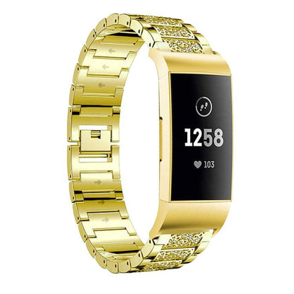 Bracelet de montre en acier inoxydable xDfind Diamond Jewelry, For Fitbit Charge 6 / 5 18mm, For Fitbit Versa 4 / 3 / Sense2 / 1 20mm, For Fitbit Inspire 2 / Ace 3 14mm, For Fitbit Charge 4 / 3 18mm