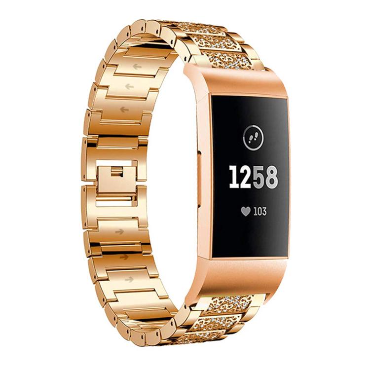 Bracelet de montre en acier inoxydable xDfind Diamond Jewelry, For Fitbit Charge 6 / 5 18mm, For Fitbit Versa 4 / 3 / Sense2 / 1 20mm, For Fitbit Inspire 2 / Ace 3 14mm, For Fitbit Charge 4 / 3 18mm