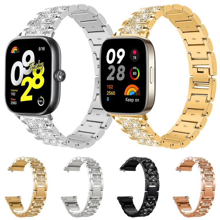 Bracelet de montre en acier inoxydable xDfind Diamond Jewelry, For Xiaomi Band 10 Pro / 9 Pro / Redmi Watch 6, For Xiaomi Smart Band 10 / 9 / 8 / NFC 14mm, For Redmi Watch 3 Active / Lite 20mm, For Redmi Watch 3 20mm