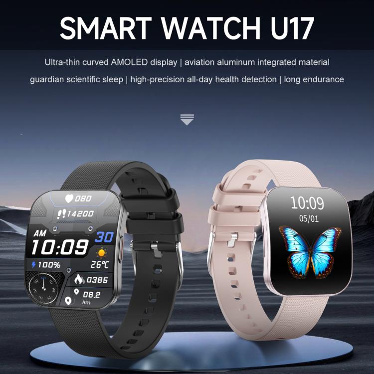 Montre connectée sport U17 avec écran incurvé ultra-fin de 1,85 pouce et certification IP68