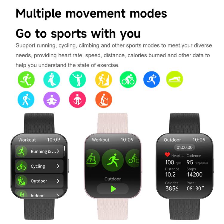 Montre connectée sport U17 avec écran incurvé ultra-fin de 1,85 pouce et certification IP68