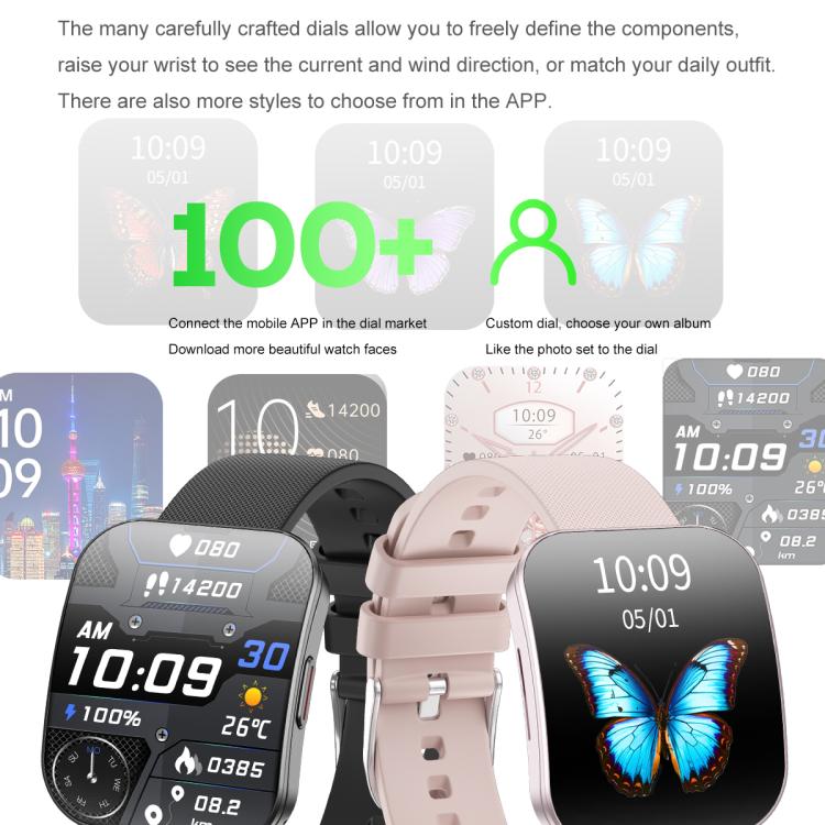 Montre connectée sport U17 avec écran incurvé ultra-fin de 1,85 pouce et certification IP68