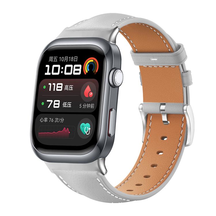 Bracelet de montre xDfind Flat Head Black Shark en cuir grainé fin, For Huawei Watch Fit 5 / Fit 5 Pro 20mm, For Huawei Watch D2 22mm