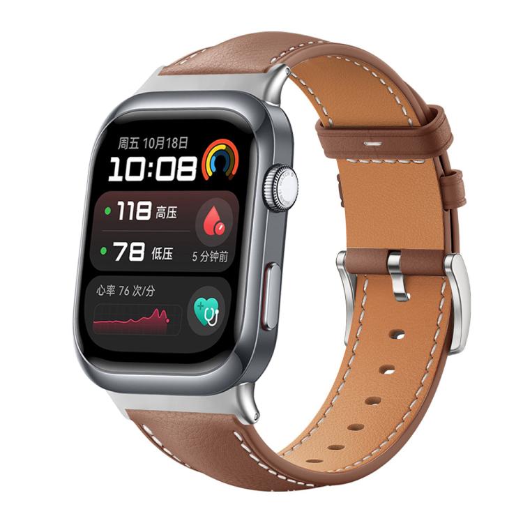 Bracelet de montre xDfind Flat Head Black Shark en cuir grainé fin, For Huawei Watch Fit 5 / Fit 5 Pro 20mm, For Huawei Watch D2 22mm